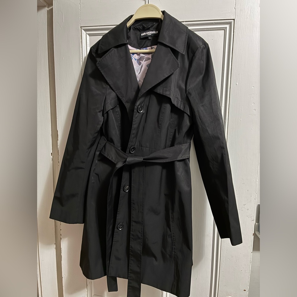 Karl Lagerfeld Classic Black Trench Coat